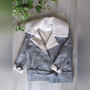 Oak + Fort Faux Shearling Moto Jacket